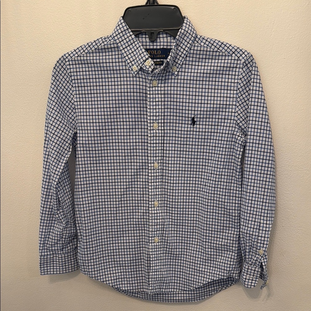Polo by Ralph Lauren Natural StretchBlue Check Button-Down Shirt Youth 7